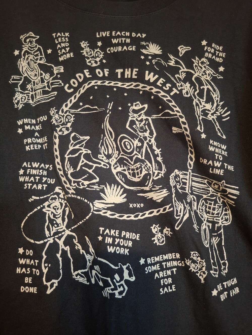 Code of the West Graphic Tee — Black with Cream Print
